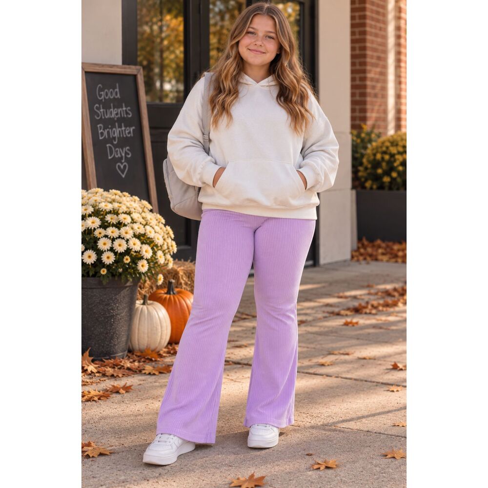 Old Navy Girls Ribbed Flare Pants XXL 18 Plus NWT Lavender High Rise